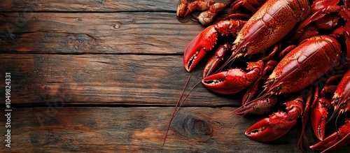 Boiled red lobsters crab an...