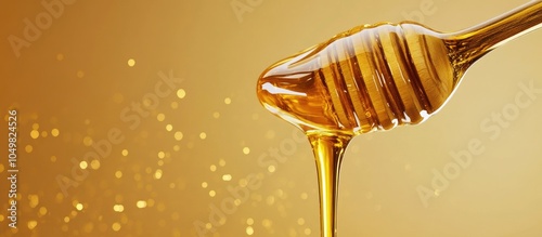 Pouring honey from a dipper...