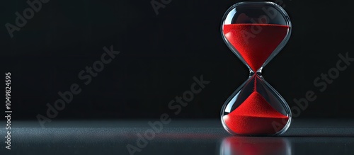 Hourglass with red sand flo...
