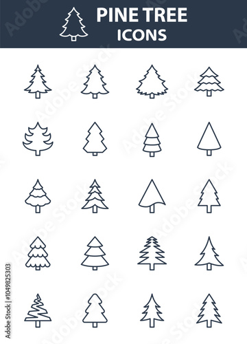set of pine tree icons, Christmas tree