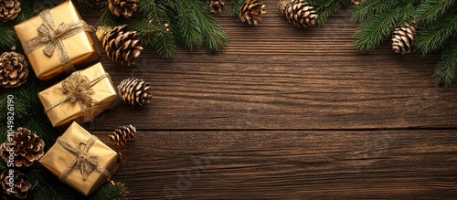 Christmas festive golden de...