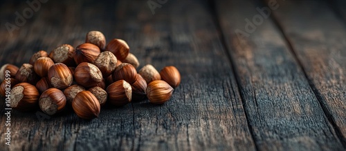 Hazelnuts on a dark wooden ...