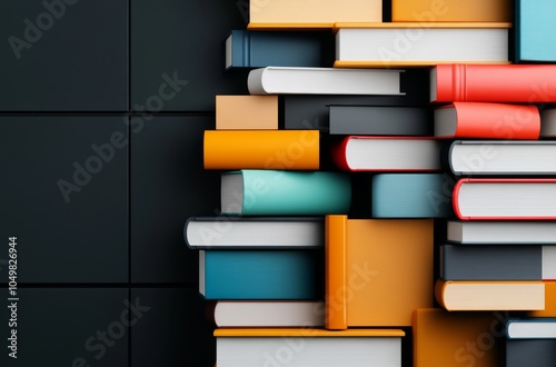 Stacked Colorful Books Creating Abstract Background