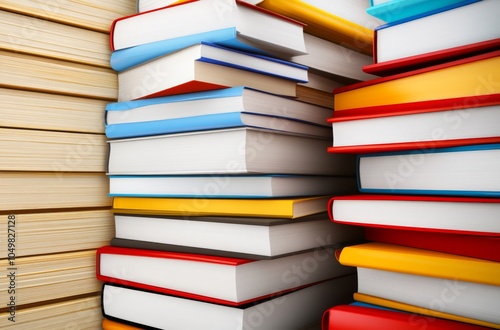 Stacked Colorful Books Creating Abstract Background