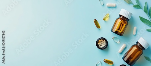 Bottles and vitamin capsule...
