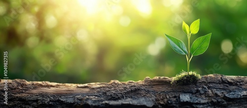 Young plant on aged wood se...