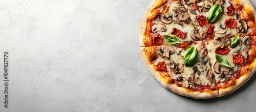 pizza topped with mushrooms...
