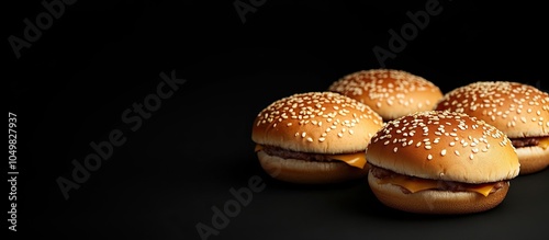 Burger buns set against a b...