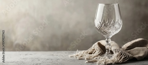 Empty glass goblet with han...