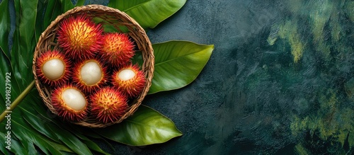Fresh rambutans in a basket...