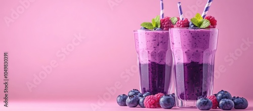 Glasses of fresh blueberry ...