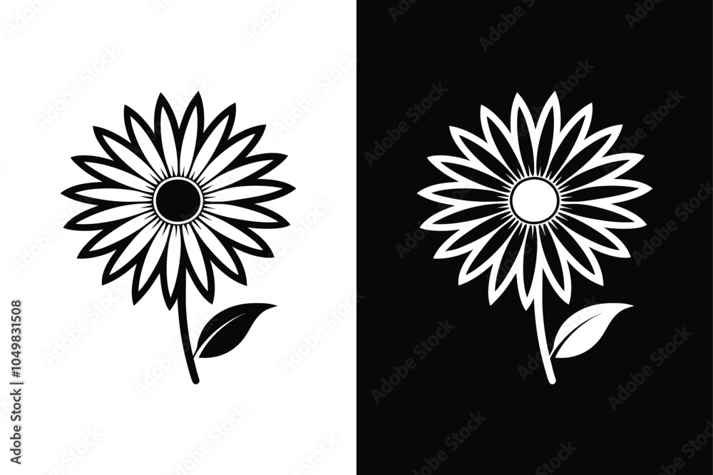 Obraz premium A beautiful design icon of daisy flower ,Vector daisy chamomile isolated on white background.