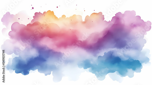 Abstract Watercolor Background with Yellow, Pink, Blue Colors