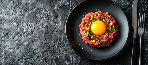 Steak tartare with yolk and...