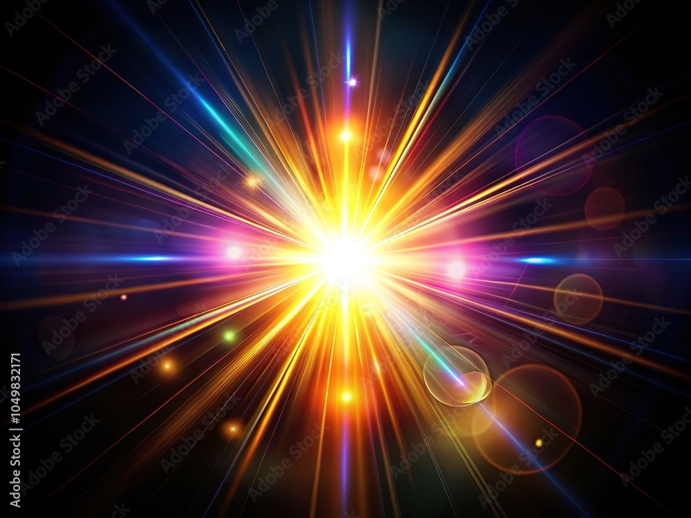 Striking lens flare effect against a bold black backdrop, ideal for infusing your designs with dynamic visuals that engage viewers and bring your concepts to life.