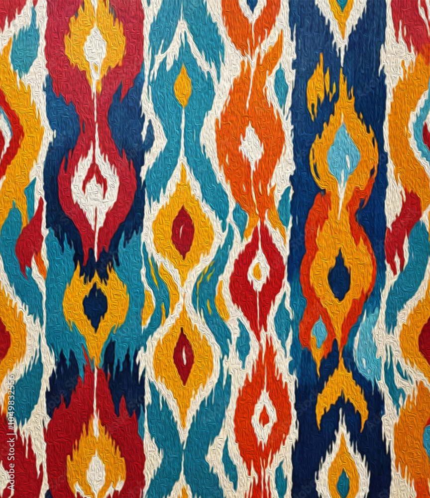 Oil painting . Abstract background in Ikat technique . Printable pattern for wall decorations. Oil painting . Abstract background in Ikat technique . Printable pattern for wall decorations.