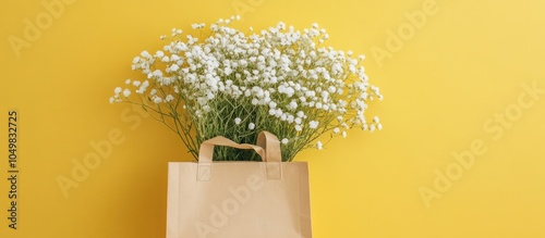 A craft bag featuring white...