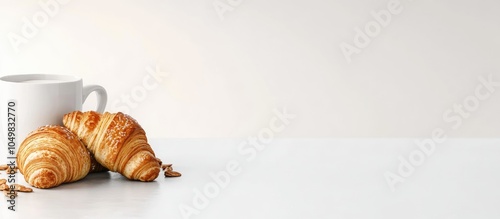 Mug and croissants arranged...