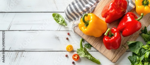 Sweet peppers on a cutting ...
