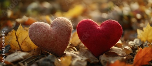 Two handmade cloth hearts W...