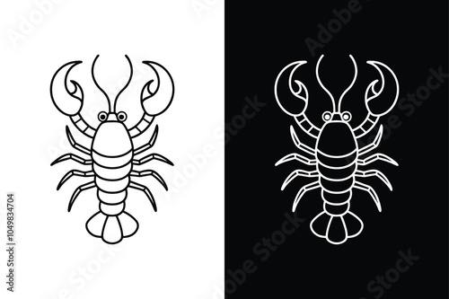 Lobster black lineout icon isolated on white background.	