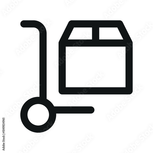 Box trolley UI icon, warehouse trolley simple line user interface vector symbol