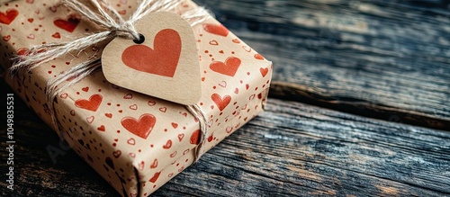 Parcel wrapped in heart pat...