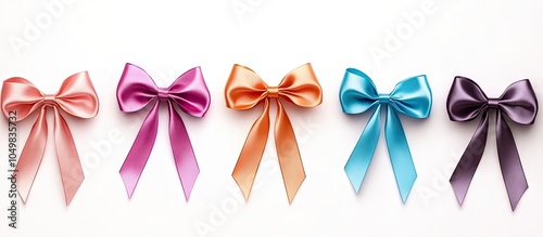 Colorful ribbon bows on a w...