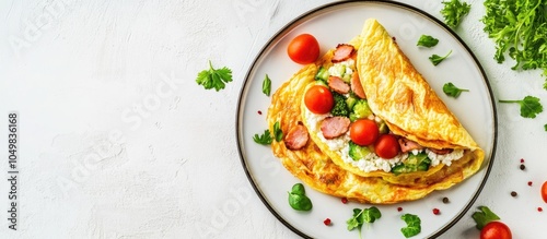 Homemade stuffed omelet fea...