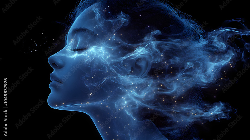 A Woman’s Profile – Head Slightly Tilted to the Side with Eyes Closed
