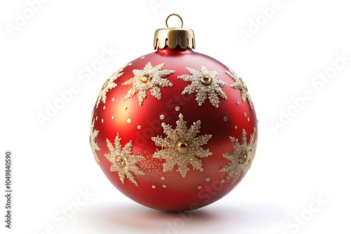 New Year's Ball Ornament Isolated. Holiday Christmas Ball Scene. Festive Holiday Ball on White. 