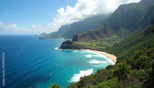  Paradise Found  A serene beach cove nestled among lush mountains