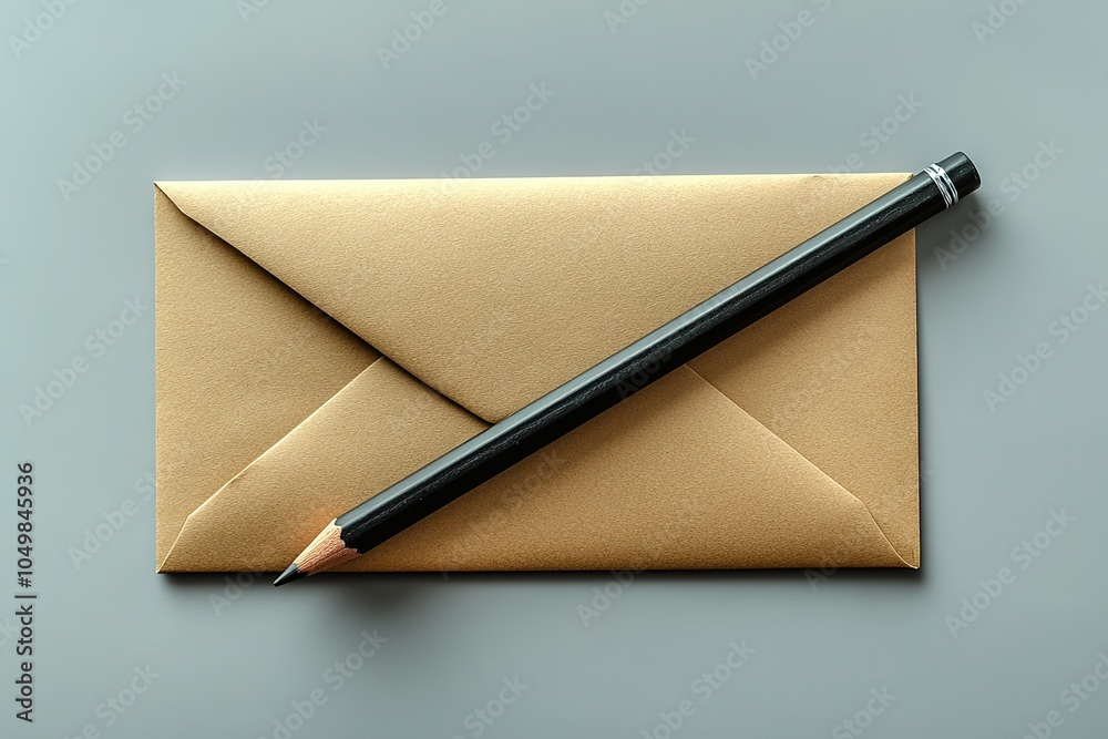 A pencil is sitting on top of an envelope A pencil is sitting on top of an envelope