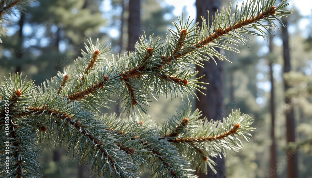 Close-Up of Lush Pine Branch with Vibrant Green Needles and Texture Close-Up of Lush Pine Branch with Vibrant Green Needles and Texture
