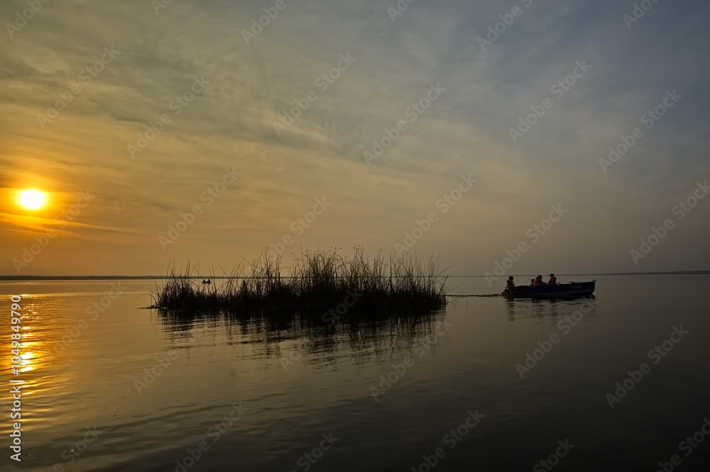 Summer sunset over Lake Pleshcheyevo. Summer sunset over Lake Pleshcheyevo.