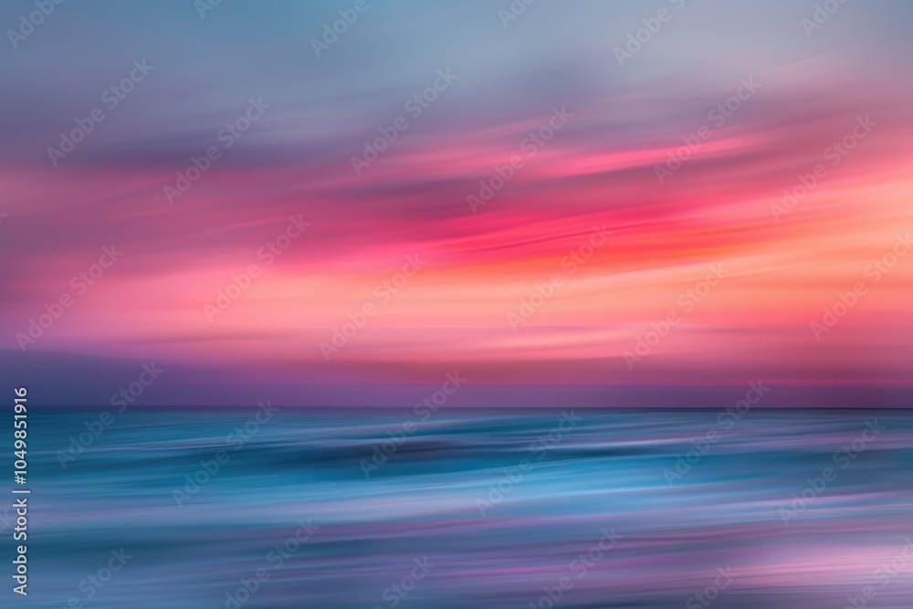 Naklejka premium A blurred image of a beautiful sunset over the ocean with warm colors