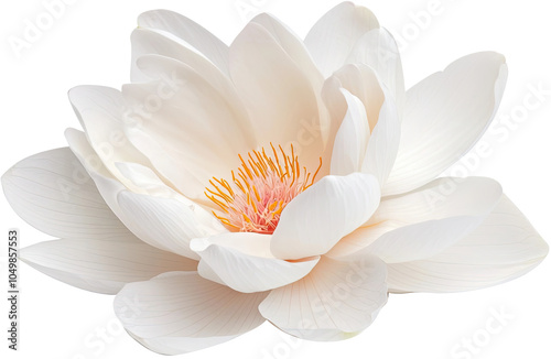 Close-up of white lotus flower in full bloom