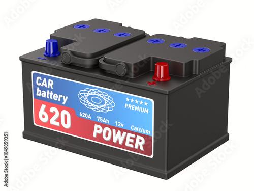 Car battery on white backgr...