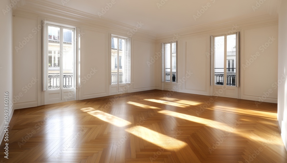 Bright Empty Room with French Interior Design Bright Empty Room with French Interior Design