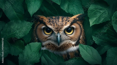 Forest Wisdom:  Owls Observant Eyes photo