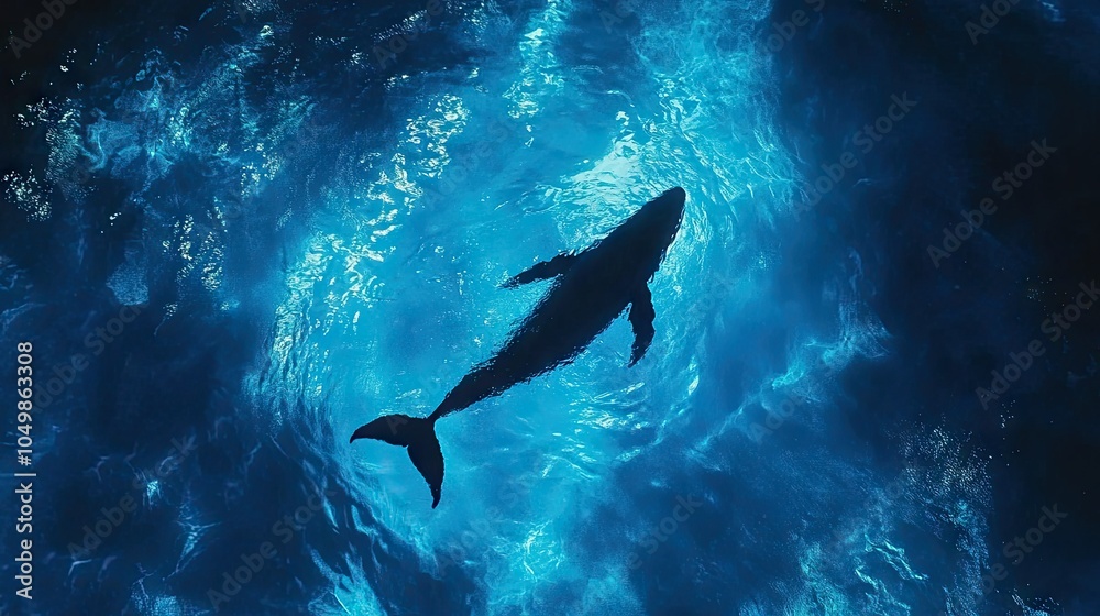 Fototapeta premium Majestic Whale Swimming in Ocean Depths