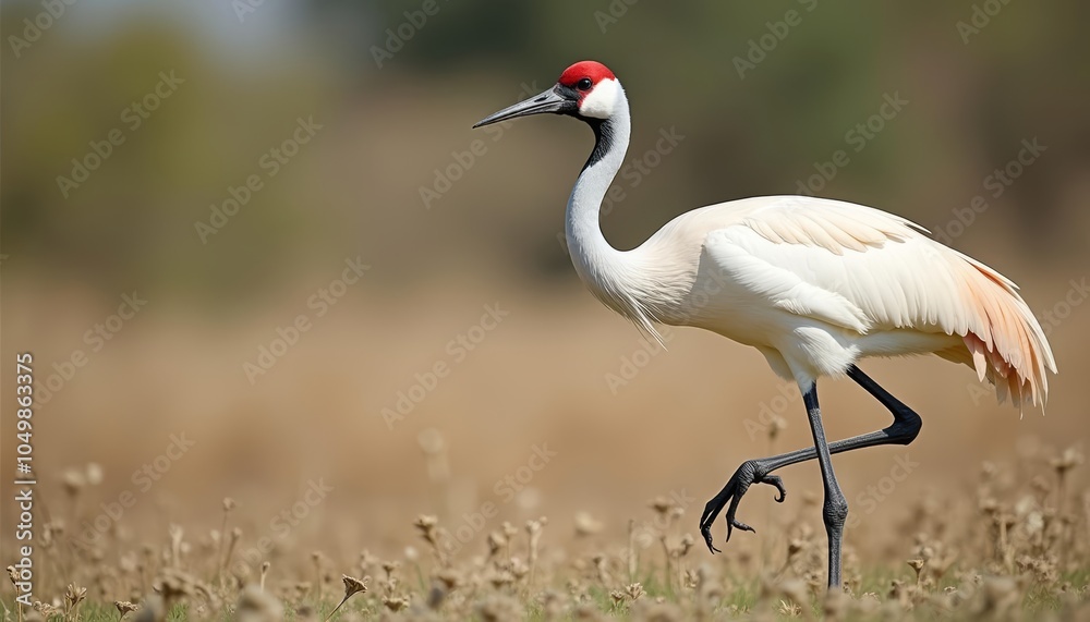 Obraz premium Elegance in the wild A cranes graceful stride