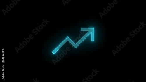 Market arrrow stroke icon glowing neon cyan color animation photo