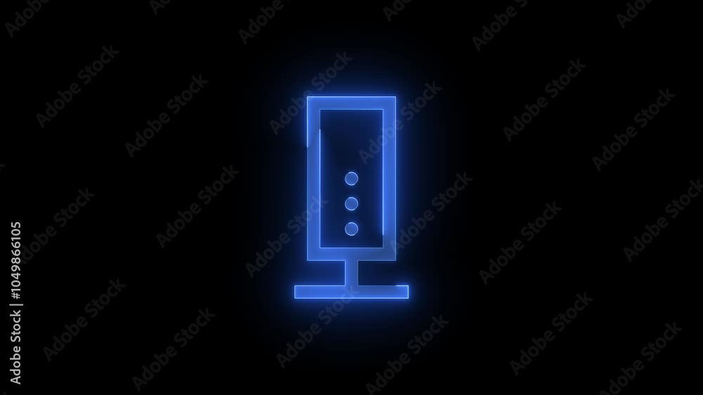 Media storage tower stroke icon glowing neon blue color animation Media storage tower stroke icon glowing neon blue color animation