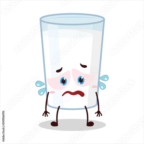cute depressed expression of milk character