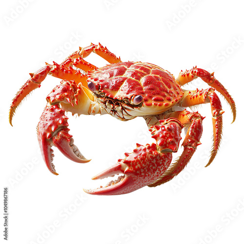 Succulent pieces of king crab showcasing sweet meat, placed on a clean surface for a clear view, isolated on white background 

 photo