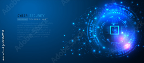 Cyber security vector background, shield lock in futuristic Concept of internet privacy and cyber protection
