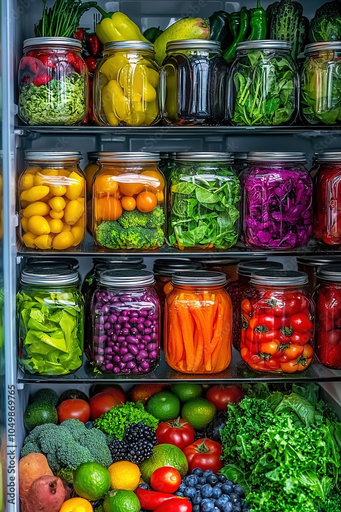 The inside of the refrigerator is filled with vegetarian groceries The inside of the refrigerator is filled with vegetarian groceries