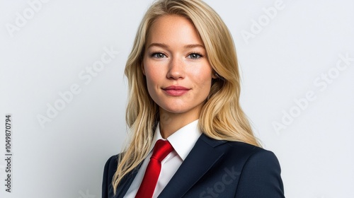 Confident Businesswoman with Blonde Hair in Professional Attire