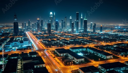 Wallpaper Mural  Bright city lights illuminate the night skyline Torontodigital.ca